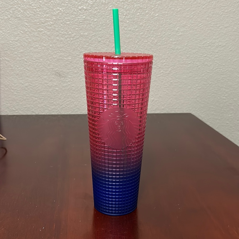 Starbucks Summer 2022 - Watermelon Pink Blue Grid Tumbler (Cold Cup) Venti